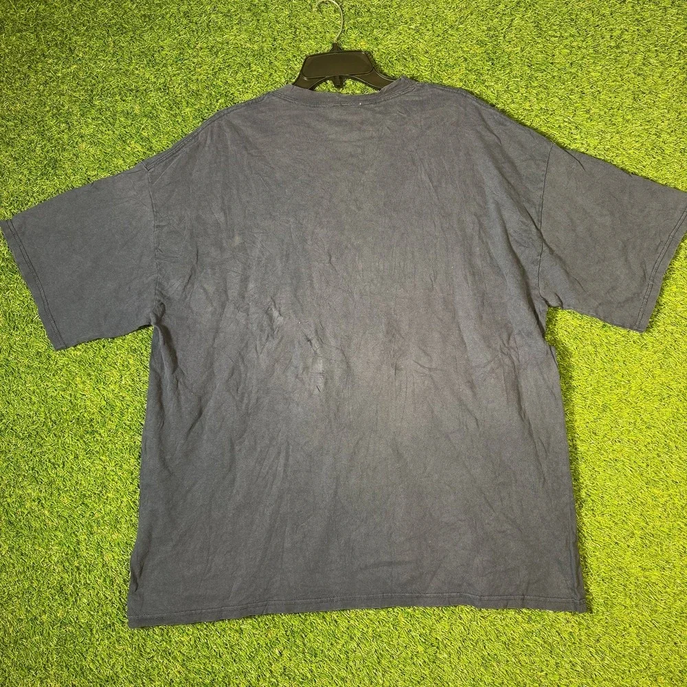 Adidas Logo T-Shirt XL Black Faded Cracked Print‎ Distressed Mexico Vintage